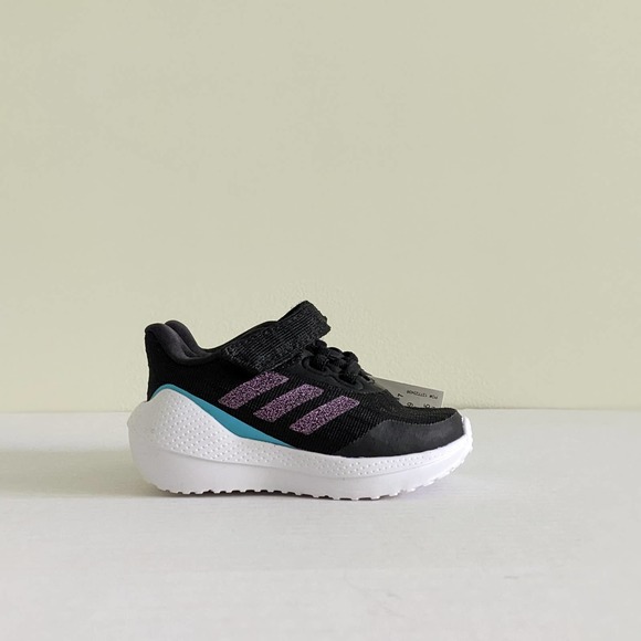 NIB Adidas EQ21 Size 4K Run Sparkle Running Sneaker Shoes Black H01879 - Picture 1 of 8